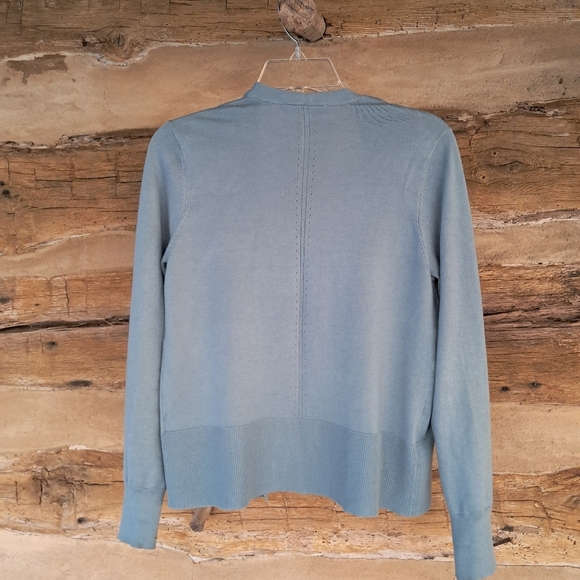 Cyrus Teal Open Front Rayon Nylon Cardigan Size Small - Picture 4 of 7